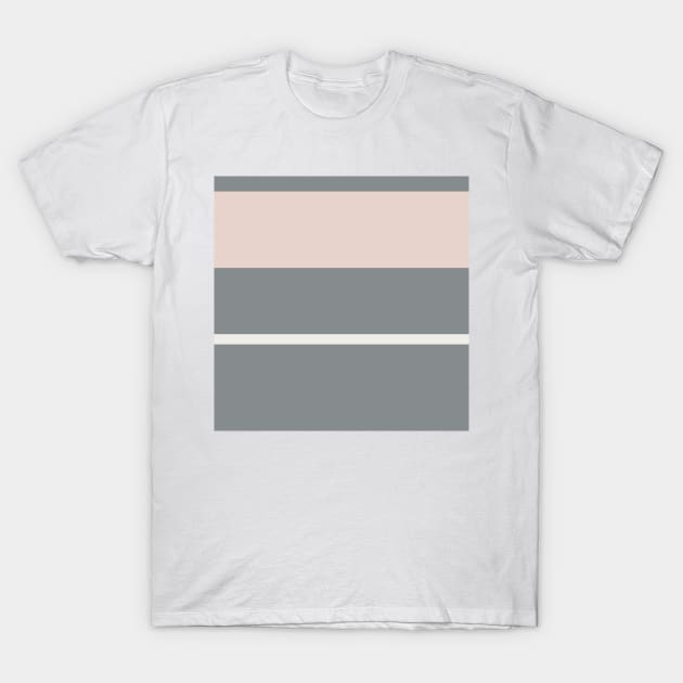 A pleasant pattern of Very Light Pink, Grey, Gray (X11 Gray) and Light Grey stripes. T-Shirt by Sociable Stripes